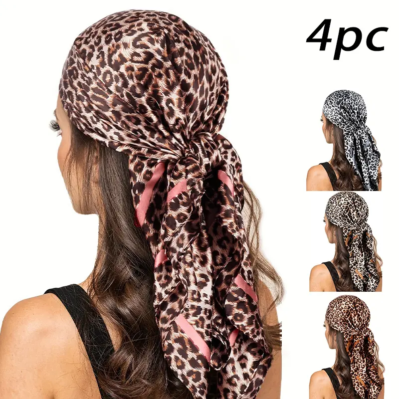 Vintage Leopard Print Polyester Square Scarf - 90x90cm Large Handkerchief Cut Unisex Accessory, Soft Texture, Elegant Stylish for Parties, Travel, Decorative Gift