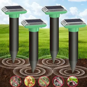 Solar Ultrasonic Animal Repeller, Solar Powered, Ipx6 Waterproof, Buzz & Vibrate Functions, Drives Mice & Snakes, Outdoor Garden Use