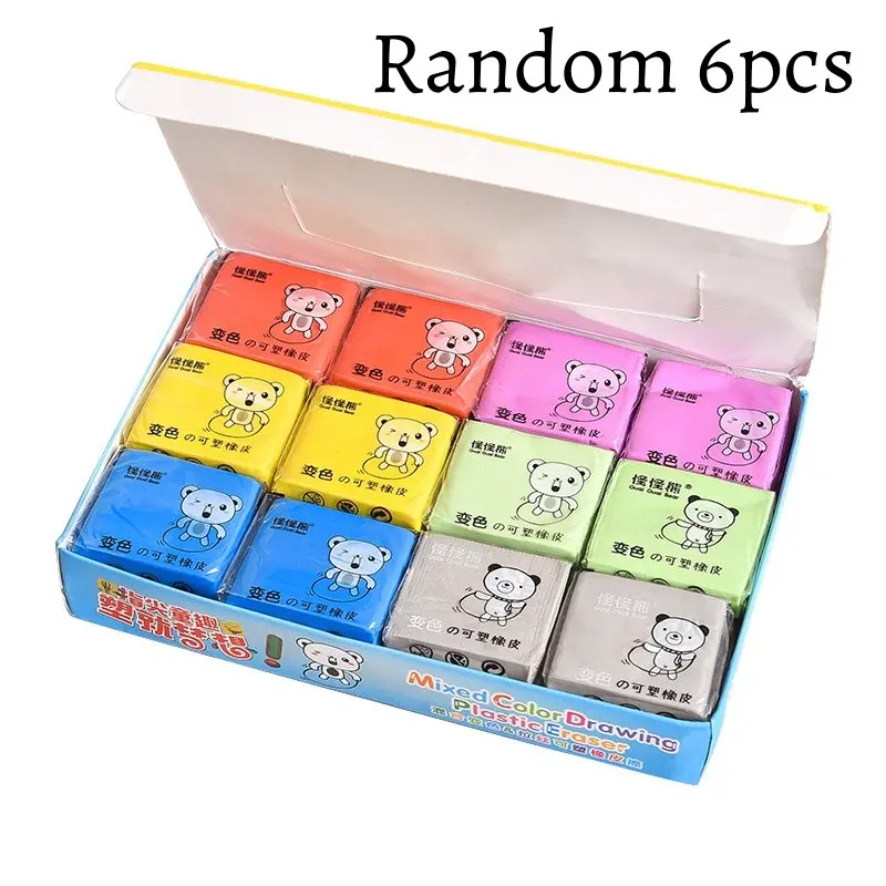 Randim 6pcs Kneadable Eraser Putty, Stretchy Moldable Eraser Clay, Reusable Drawing Eraser for Sketching, Shading & Art Supplies