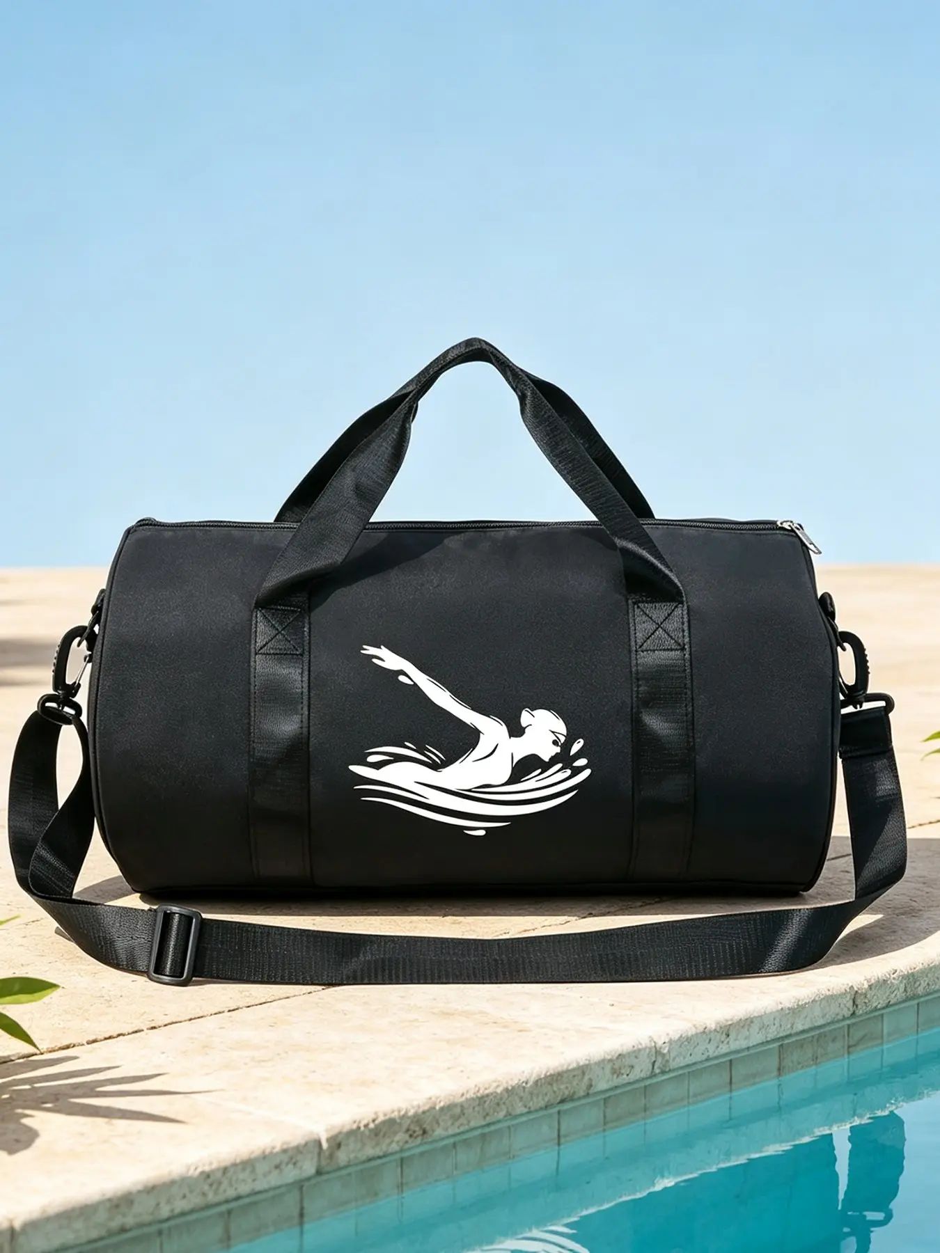 Swim Print Foldable Large Capacity Sports Bag, Travel Duffel Backpack, Crossbody Gym Bag, Daily Commute & Light Fitness, Sports Duffel Bags