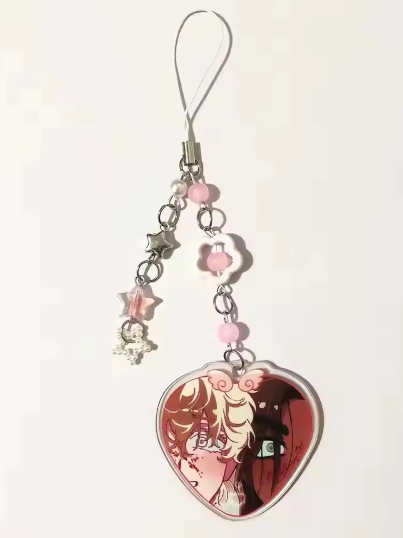 Anime Alien Stage Ivan Till Mizi Hyuna Sua Luka Mobile Phone Chain, Acrylic Heart Keychain, Keychain Collectible, Cosplay Props, Couple Friends Gifts