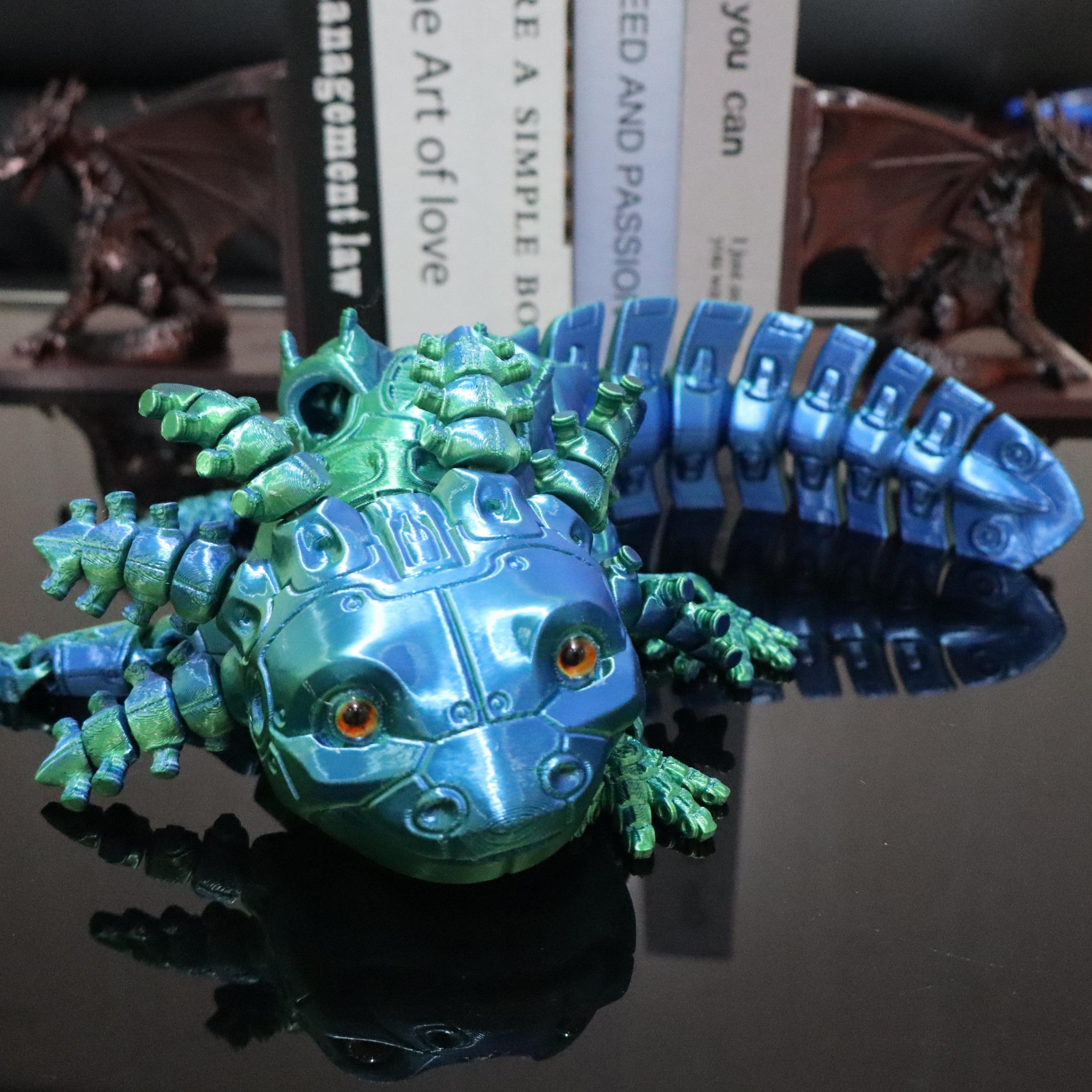 3D Printed Axolotl Figurine, Detailed Robot Axolotl Toy, Home Decor, Desk Ornament, Unique Gift for Robot & Future Collectors
