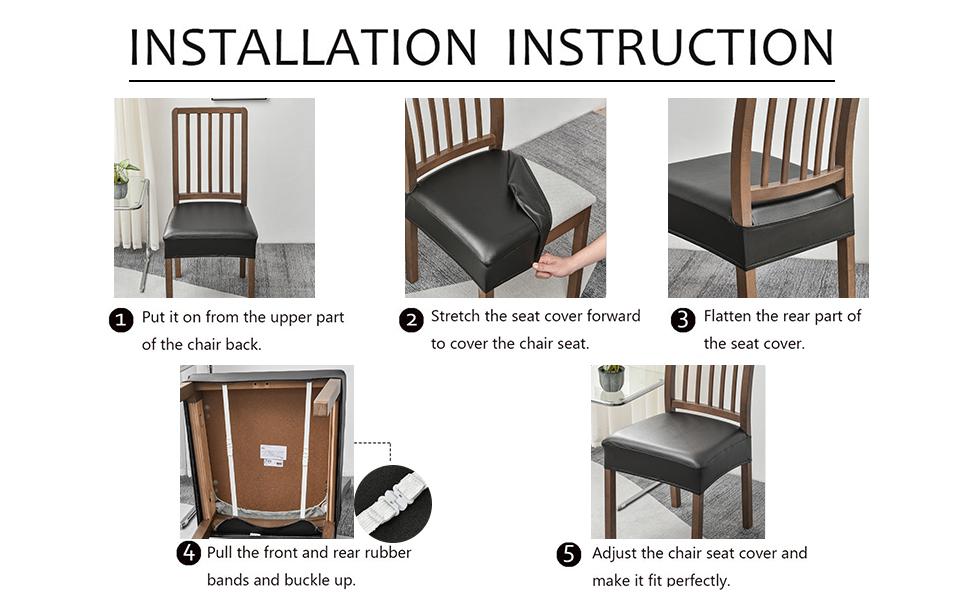 NILUOH Waterproof Seat Covers for Dining Room Chairs Set of 4, Pu Leather Chair Seat Slipcovers Dining Chair Cover Removable Washable Chair Protctor Cover, Rear Covers (PU-Coffee) NILUOH Waterproof Seat Covers for Dining Room Chairs Set of 4, Pu Leather Chair Seat Slipcovers Dining Chair Cover Removable Washable Chair Protctor Cover, Rear Covers (PU-Coffee)