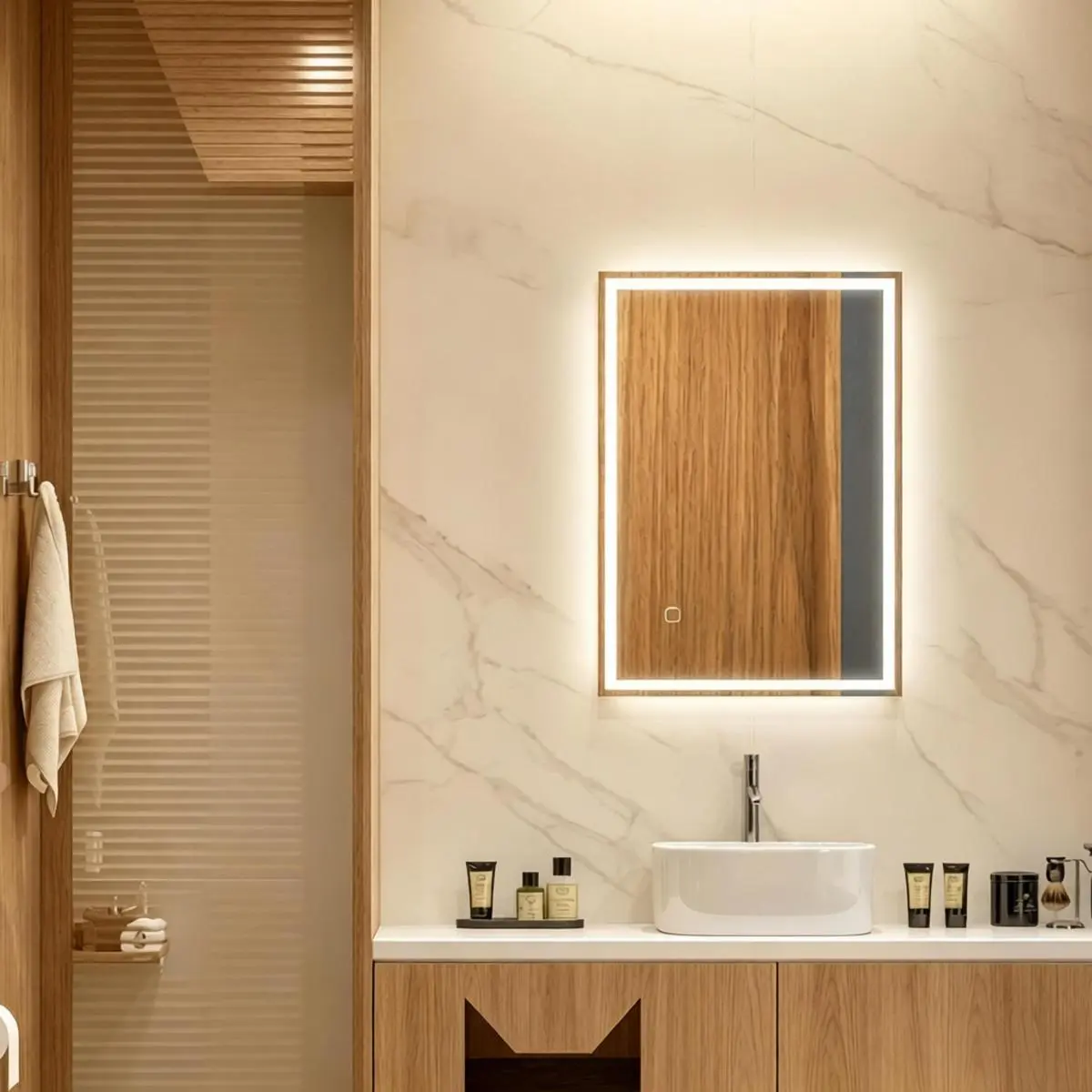 Modern Lighted Makeup Mirror,Wall-mounted Design Bathroom Vanity Mirror,LED Mirror(Only Mirror)