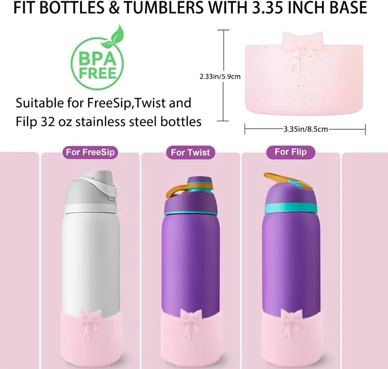 Owala Bottle Accessories Owala 32oz Silicone Boot With Bow Design - Anti-Slip Bottom Protector For FreeSip, Twist & Flip Water Bottles 32oz FreeSip Bottom Cover Owala Bottle Accessories Owala 32oz Silicone Boot With Bow Design - Anti-Slip Bottom Protector For FreeSip, Twist & Flip Water Bottles 32oz FreeSip Bottom Cover