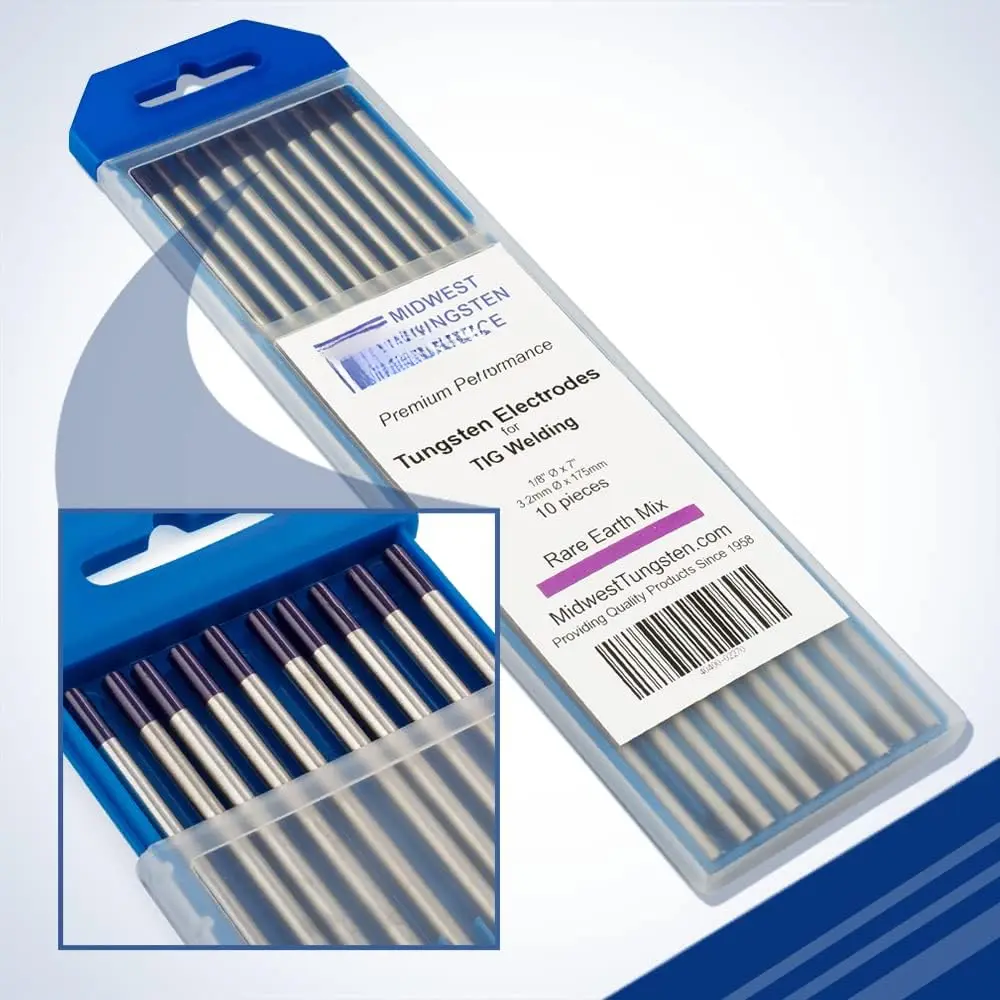 Welding Tungsten Electrodes 10-Pack (Purple - Rare Earth Blend (EWG), 1/8")