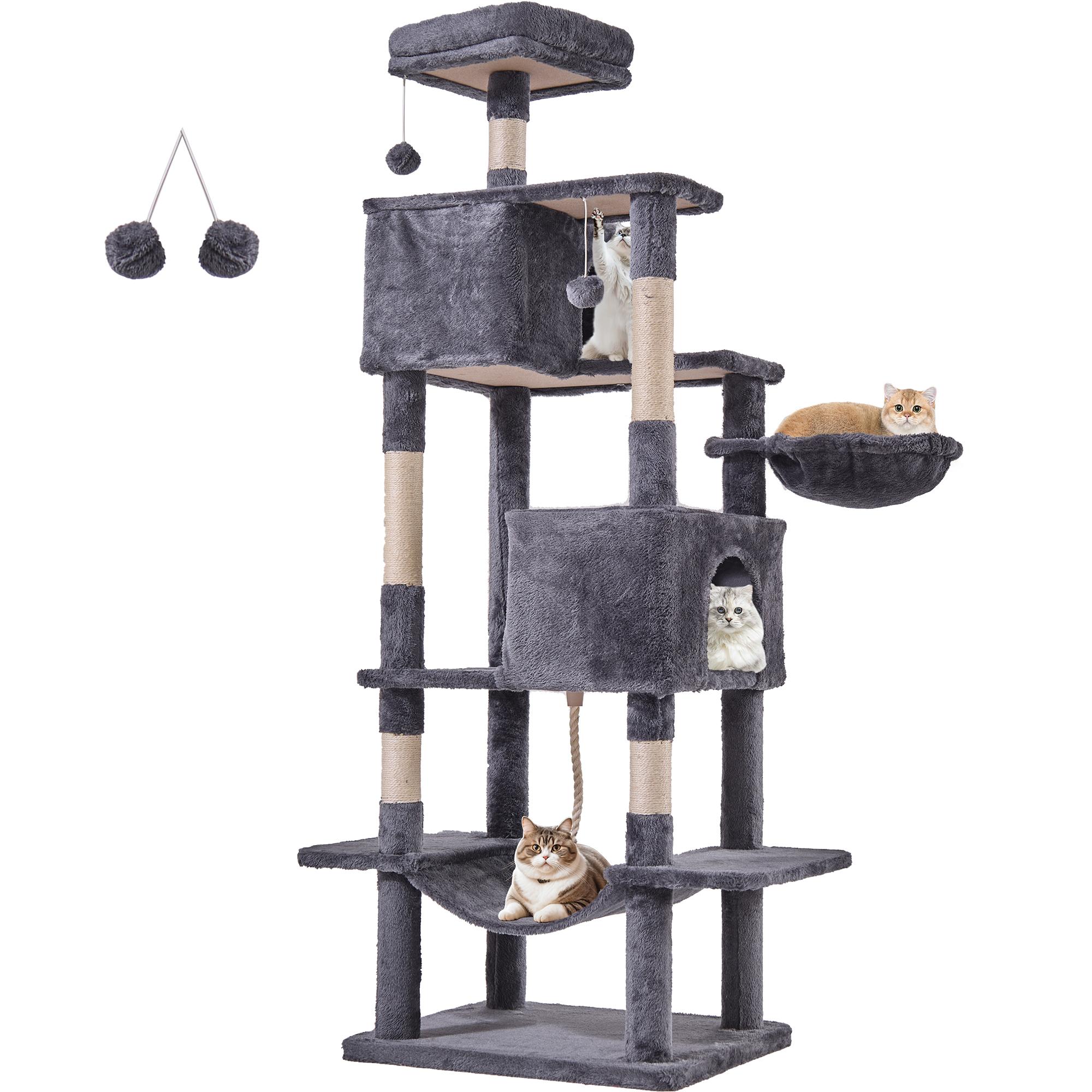 80" Large Grey Cat Tree Tower – Multi-Level with Scratching Posts, Cozy Platforms & Jumping Space, Ideal for Large Cats, Sturdy Cat Furniture