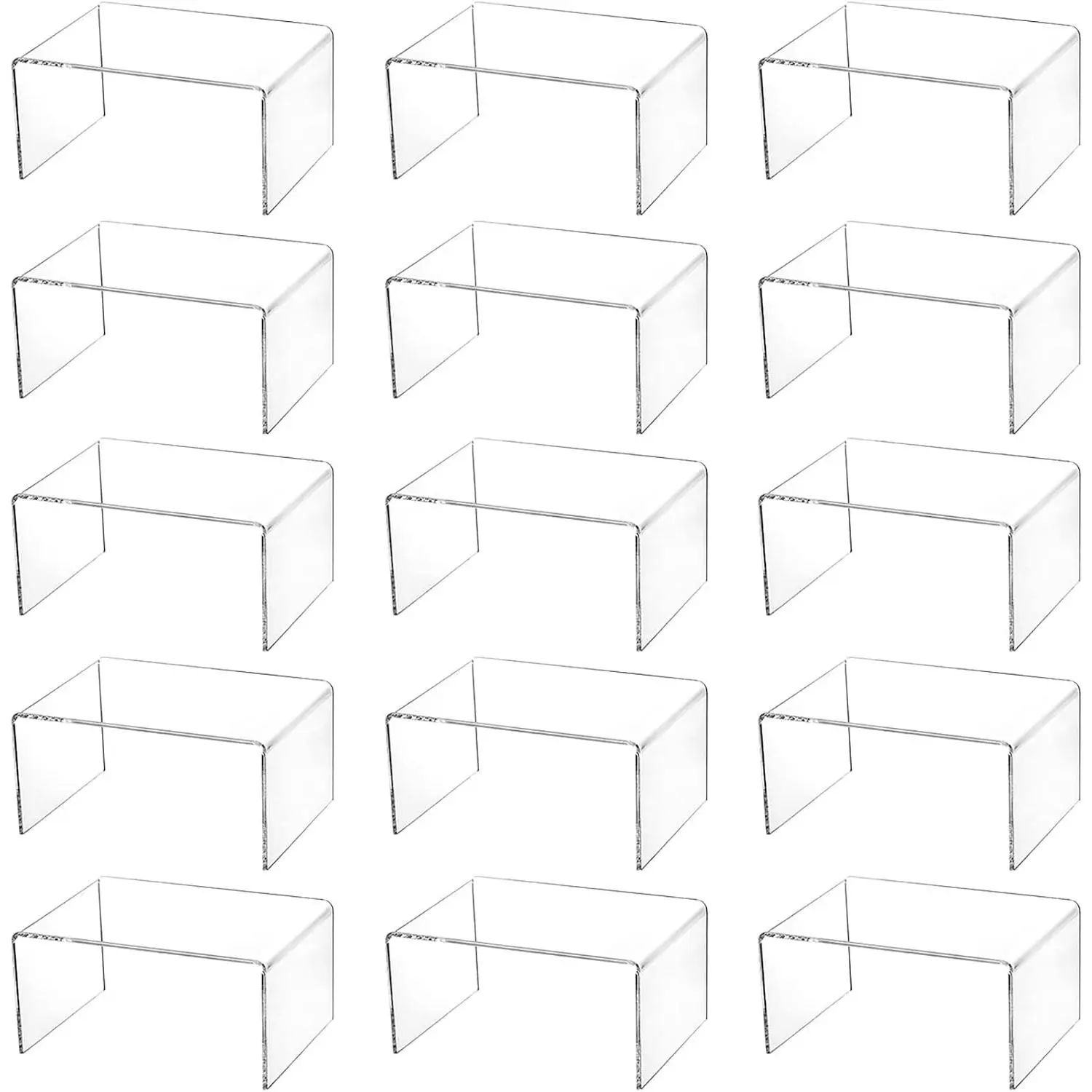 16 Pack Clear Acrylic Display Risers, 4.4" x 3.2" x 2.2" Display Stand for Figures, Buffets, Dessert, Cupcakes, Candy, Jewelry and Collectibles
