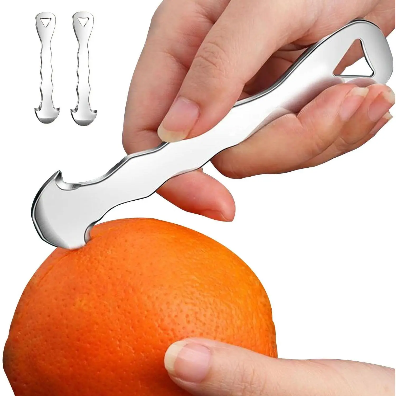 2 Pack Multi-Functional Stainless Steel Citrus Peeler Fruit Peel Skin Remover for Oranges Grapefruits Lemons