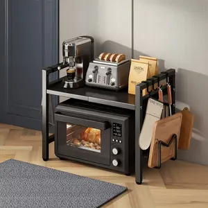 Adjustable Kitchen Storage Rack, Countertop Extendable Microwave Stand, Oven Rice Cooker Holder, Home Kitchen Spice Utensil Organizer