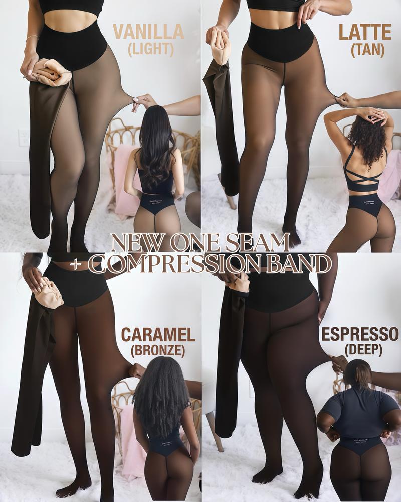 Upgraded Compression Band & Single Seam Design Women's Tights, High Waist Shaping Pantyhose with Light to Brown Skin Tone Options, Comfort Stretch Slimming Hosiery, Soft Breathable Everyday Wear Tights Available in Plus Size