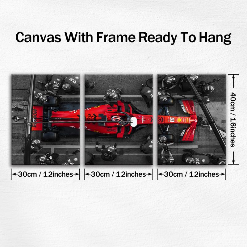Formula Car Pattern Canvas Painting with Wooden Frame, 3 Counts/set Modern Art Wall Decor, Wall Art for Home Living Room Bedroom Office, Decoration