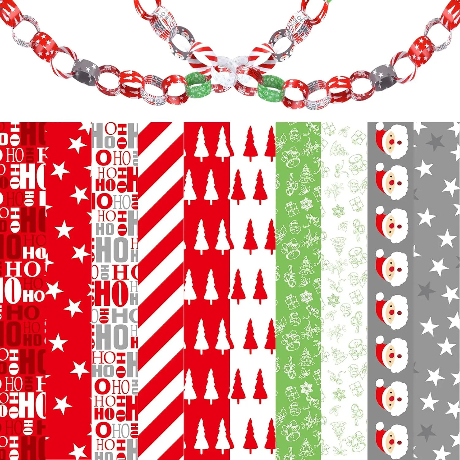 300 count Merry Christmas Paper Chains  Craft Paper Links for  Party Decorations