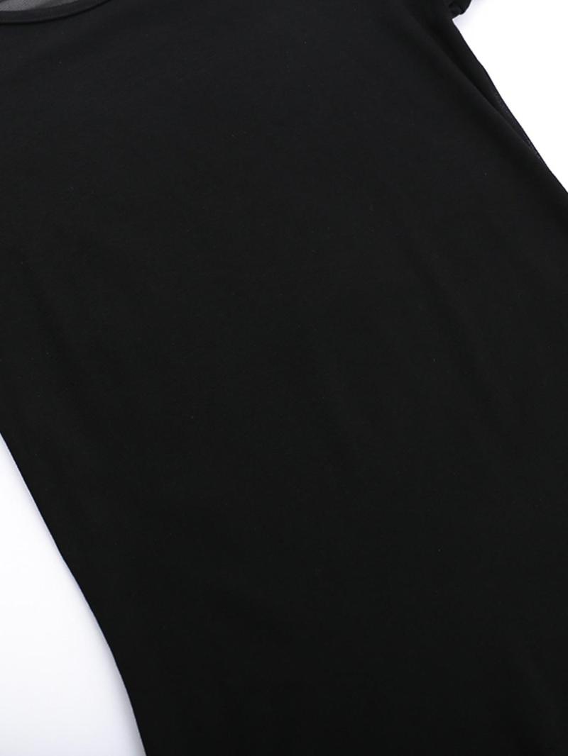 Women's Angel Print Sheer Round Neck Tee, Fashion Casual Crew Neck Short Sleeve T-shirt for Daily Holiday Vacation Outdoor Wear, Ladies Clothes for All Seasons,  Clothes for Women