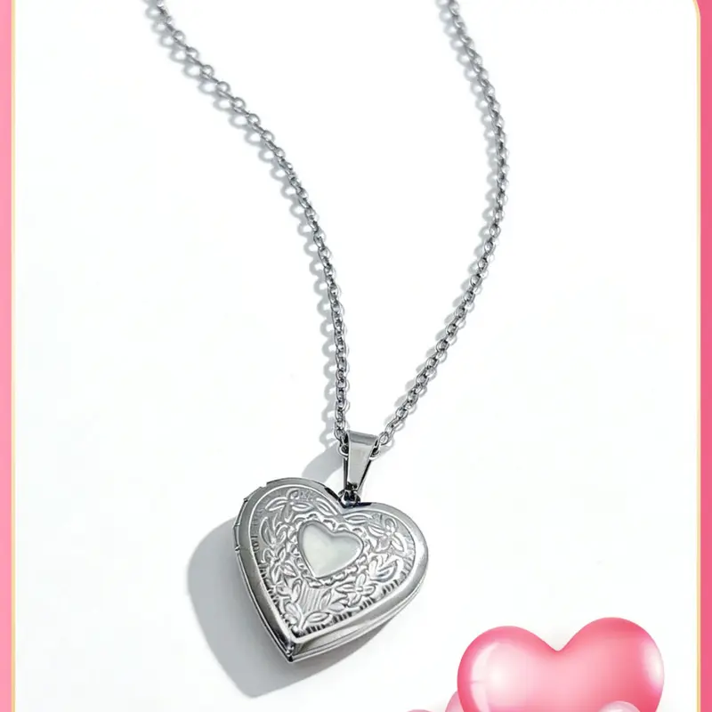 Heart Photo Locket Necklace, Chains Necklace, Pendant Necklaces, Romantic Openable Memory Pendant, Couple Family Memorial Gift, Meaningful Present for Crush, Exquisite Jewelry Gift