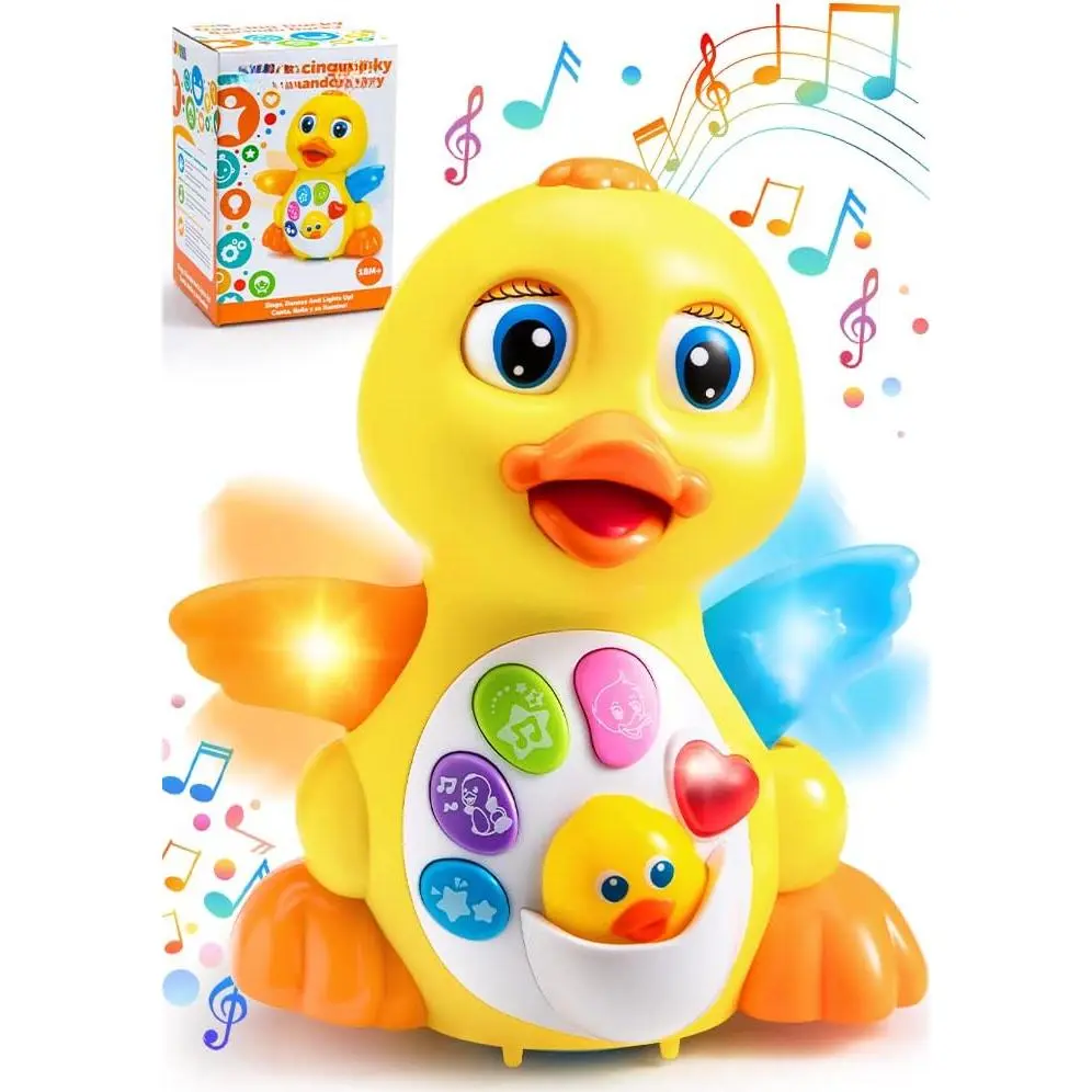 Baby Toys Duck, Infant Dancing Crawling Musical Toys 18  Months, Tummy Time Light Up Learning Duck with Music & Lights, Baby Easter Basket Stuffers Gifts New model