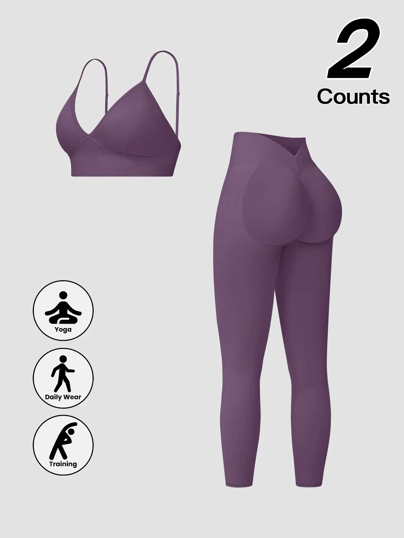 Women's Quick-Dry V-Neck Underwear Yoga Fitness Set, High-Waisted Butt-Lifting Leggings for Active Lifestyle, Comfortable Sportswear