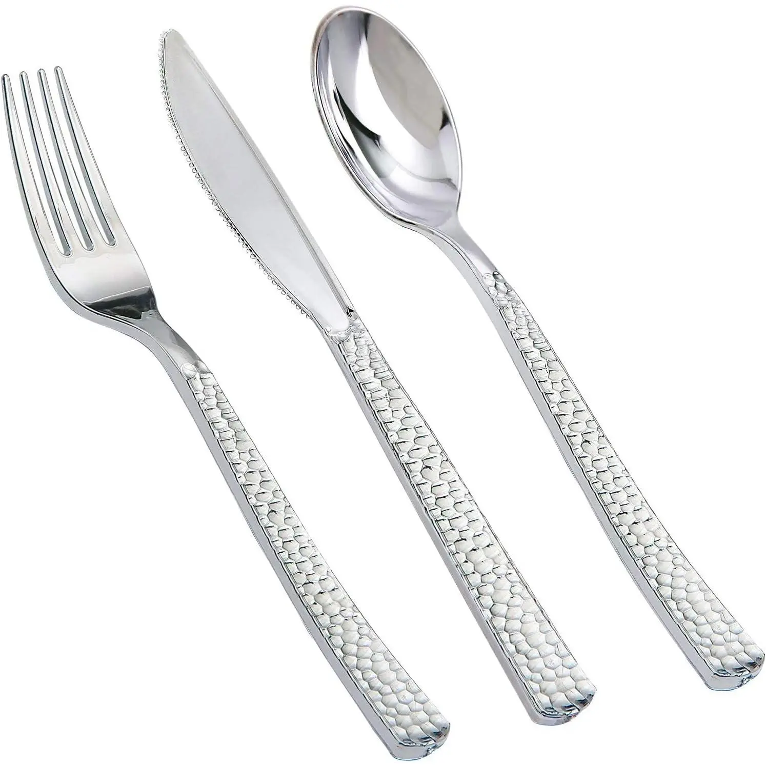 360pc Silver Plastic Silverware Set, Heavy Duty Disposable Cutlery