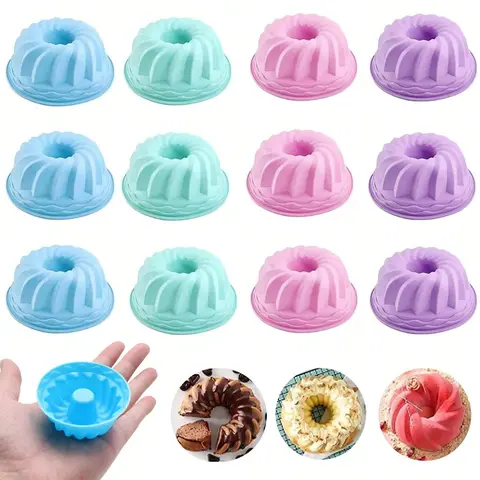 Silicone Baking Cups, 12 Pack Mini Silicone Baking Cake Molds, Nonstick Cupcake Liners, Bpa Free Fancy Dessert Tray - Jelly and Muffin Cups, Silicone Muffin Cups For Baking, Baking Tools, Nonstick Cupcake Pans