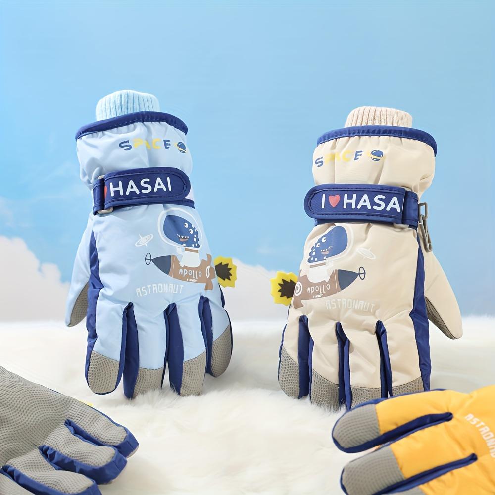 1 Pair Kids Ski Gloves Winter Warm Plush Gloves Cartoon Dinosaur Kids Split Finger Gloves Girl Fleece Cycling Gloves Thickened Five Finger Gloves Full Finger Gloves Suitable for Outdoor Snow Play Suitable for Children Aged 5-10, Gloves For Boy/girl