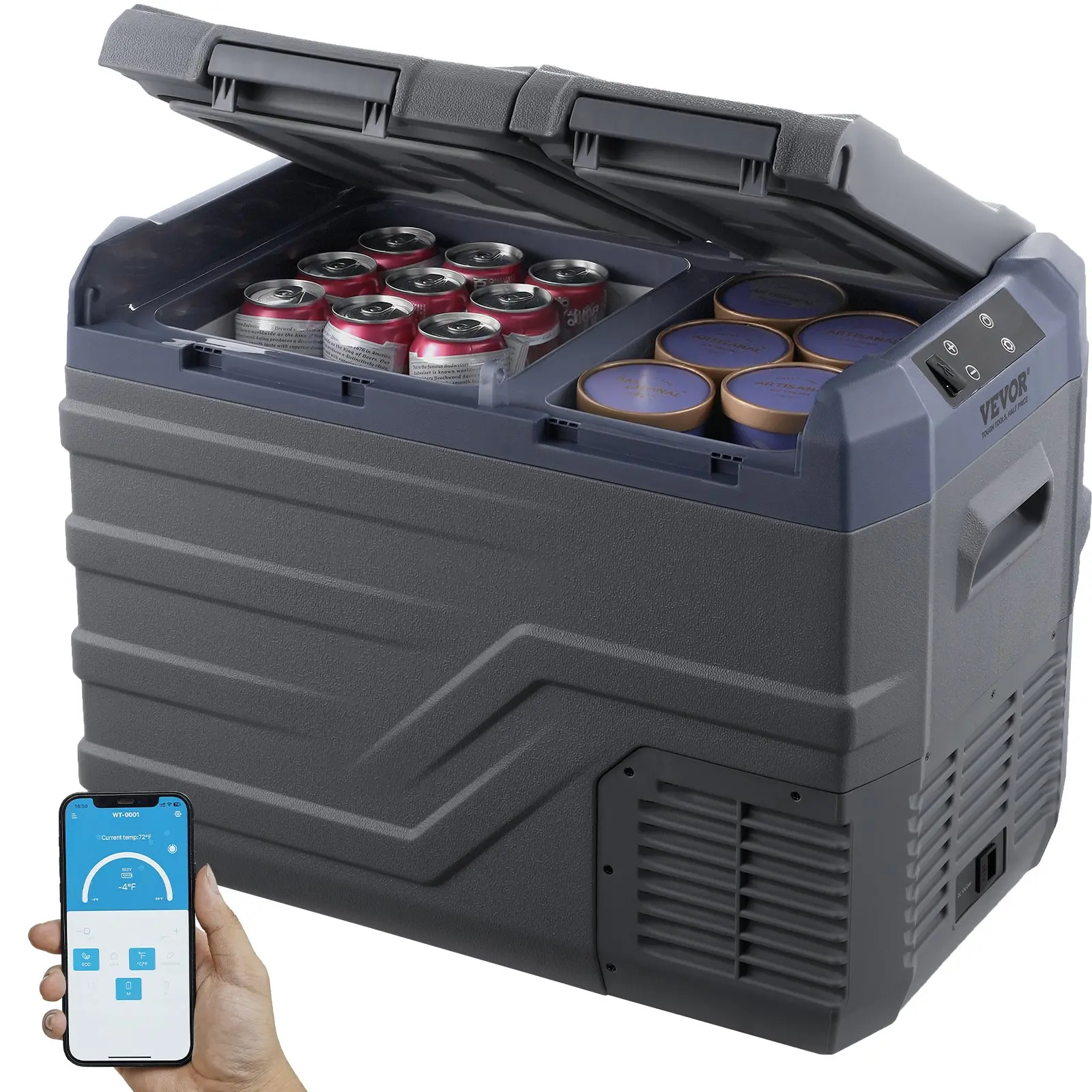 【DealsForYouDays】VEVOR Car Refrigerator, 12 Volt Car Refrigerator Fridge, 32 L Dual Zone Portable Freezer, -4-68 Adjustable Range, 12/24V DC and 100-240V AC Compressor Cooler for Outdoor, Camping, RV