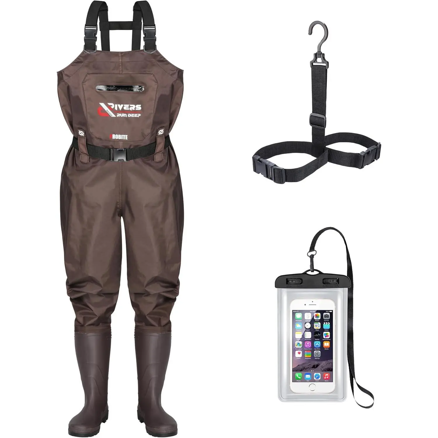 210D Nylon Chest Waders with Boots, Waterproof Bootfoot Fishing & Hunting Waders for Men, Durable Chest Waders with PVC Bootfoot Chest Wader