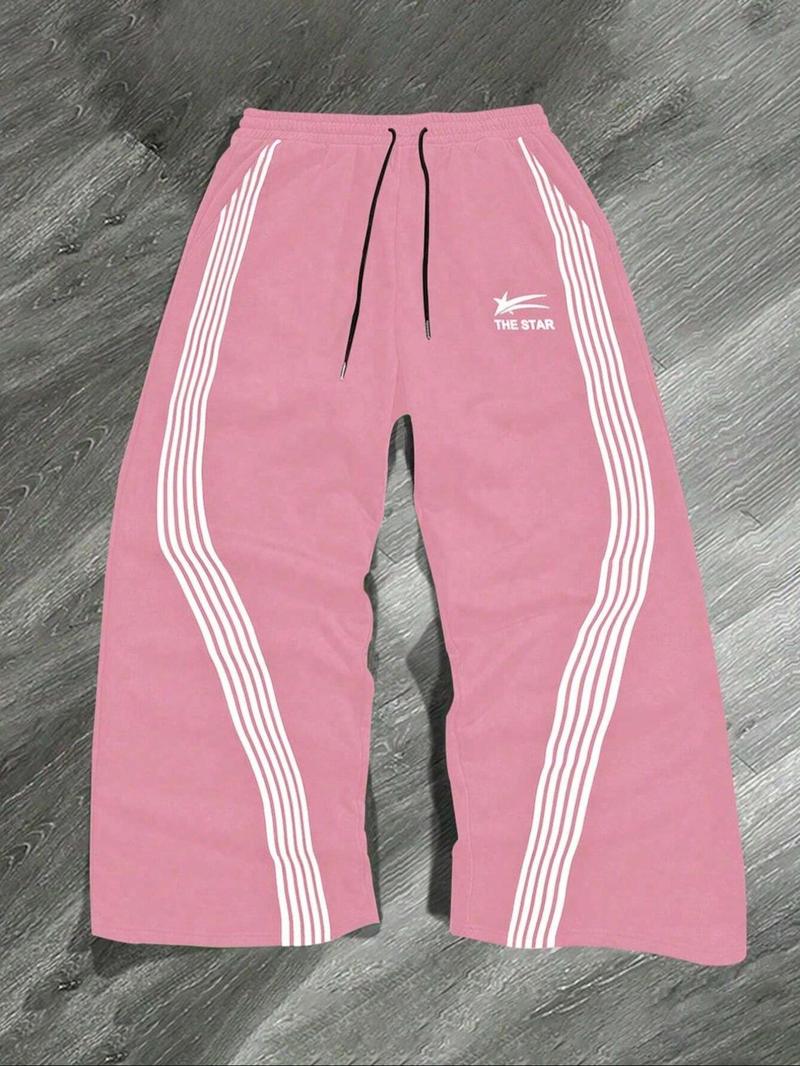 Men's Side Stripe Drawstring Waist Sweatpants, Casual Regular Fit Pocket Straight Leg Pants for Fall & Winter, Men's Trousers for Daily Wear, Activewear, Casual Comfy Sporty