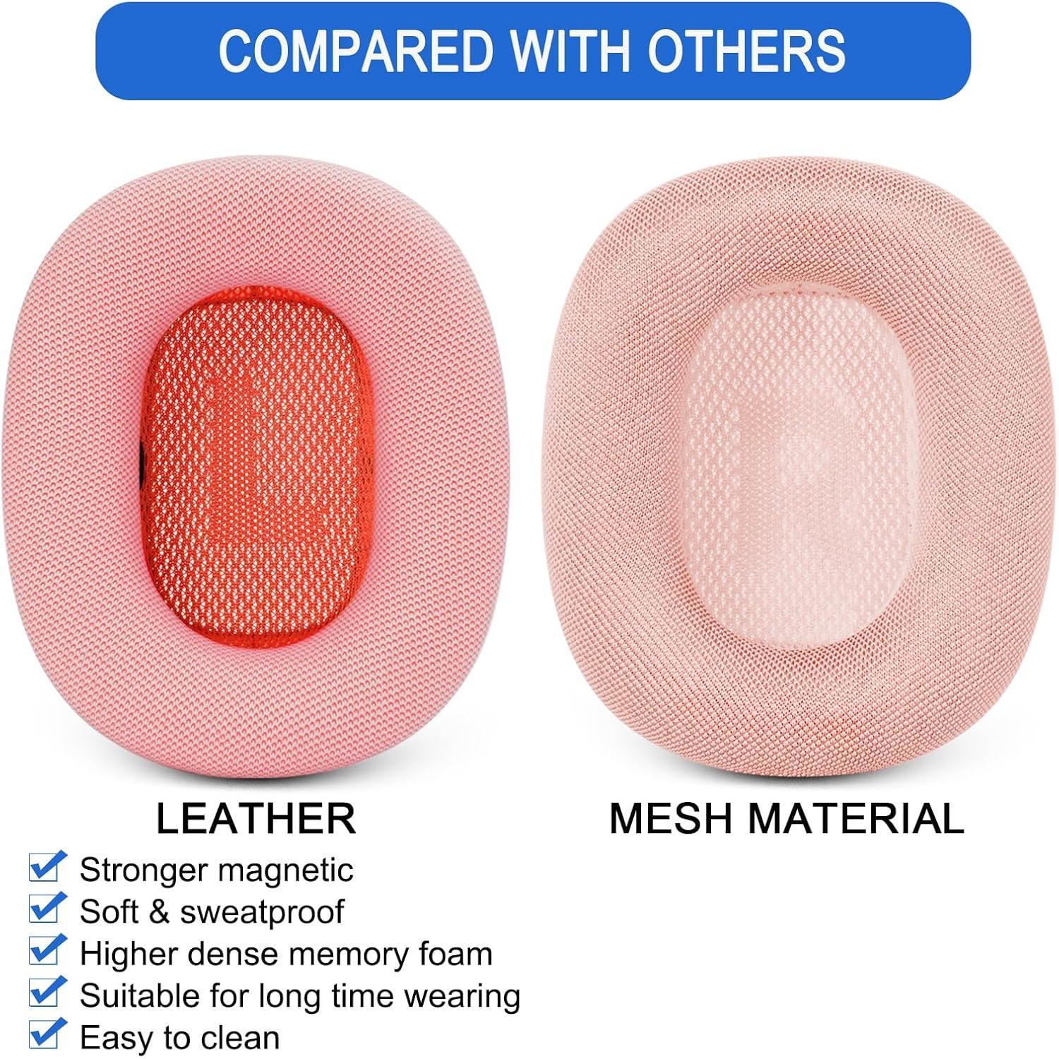 Ear Cushions for  AirPods Max Headphones, VOEARS Replacement Earpad Cover with Protein Leather & Stron Manet for AirPods Max (Pink)