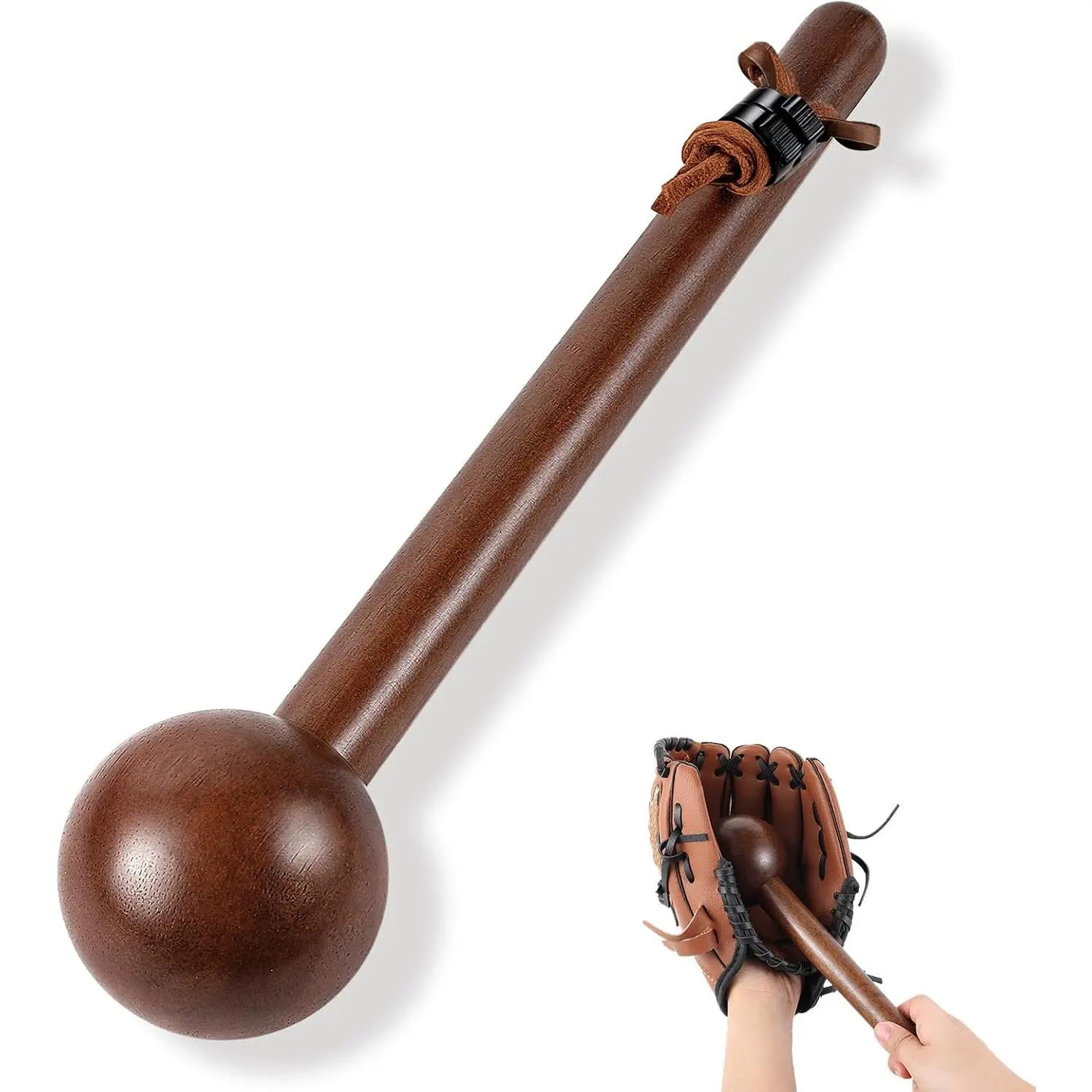 Baseball Glove Mallet 12 Inch Baseball Softball Glove Shaping Hammer with Leather Rope- Quick Create Ball Shaped Pocket for Softball