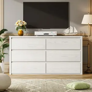Wooden Dresser for Bedroom, Wide Wood Chest of Drawers Handle Free, Large Modern Dresser Storage Cabinet for Living Room, Hallway Entryway