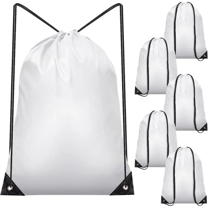 Outdoor activitiesIKAYAS 6 Pcs Drawstring Bags Bulk White Drawstring Backpack, String Backpack Cinch Sack Sport Gym Backpack Bags for Yoga Traviling Outdoor Sports