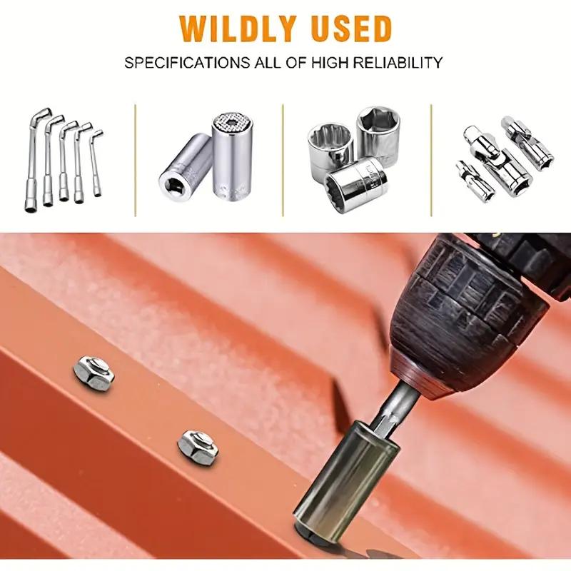 Impact Socket Adapter Set, 1/4" 3/8" 1/2" Hex Shank Socket Adapter, Durable Alloy Construction Heavy Duty Socket Adapter Set for Square Power Drill