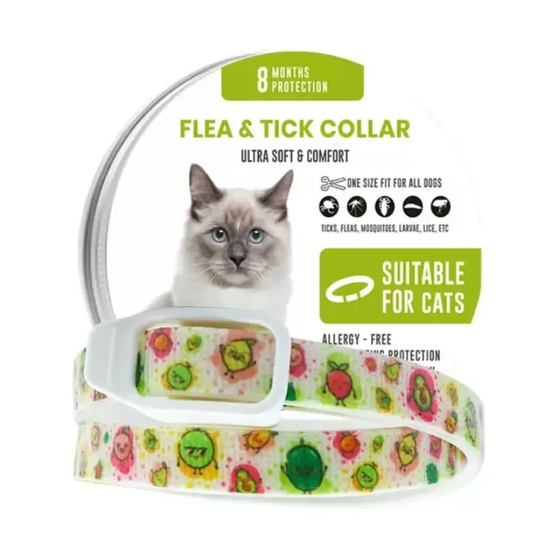 Cartoon Print Cat Collar, Flea Collars, Soft Flea and Tick Remover, Adjustable Fit for All Kitten Sizes, Long-Lasting Protection Up to 8 Months