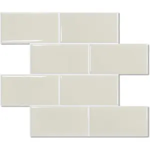 10-Sheet Subway Tile Peel and Stick Backsplash, Self Vinyl Wall Tiles, Stick on Backsplash for and(Thicker)