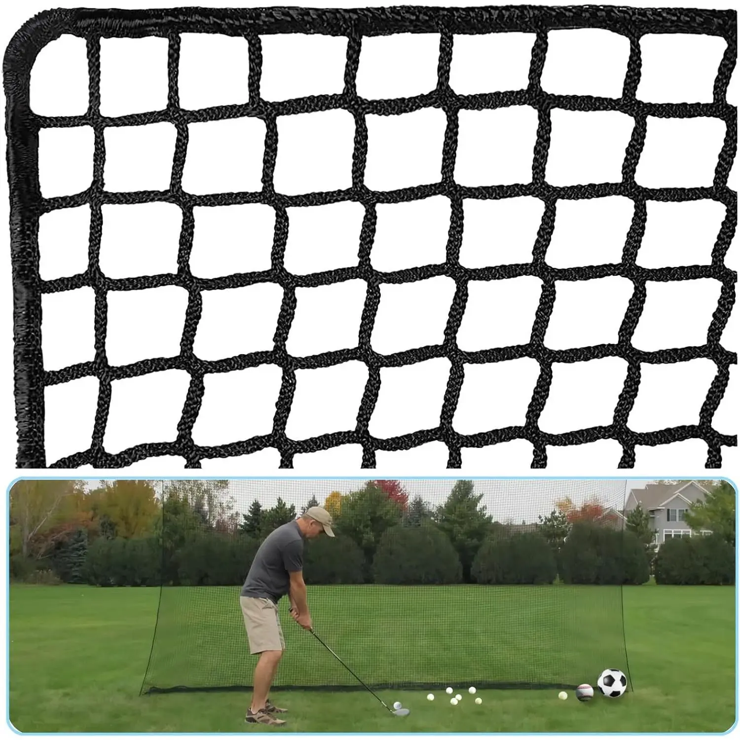 Golf Practice Net - Heavy Duty Nylon Netting, 10x10ft/10x15ft/10x20ft