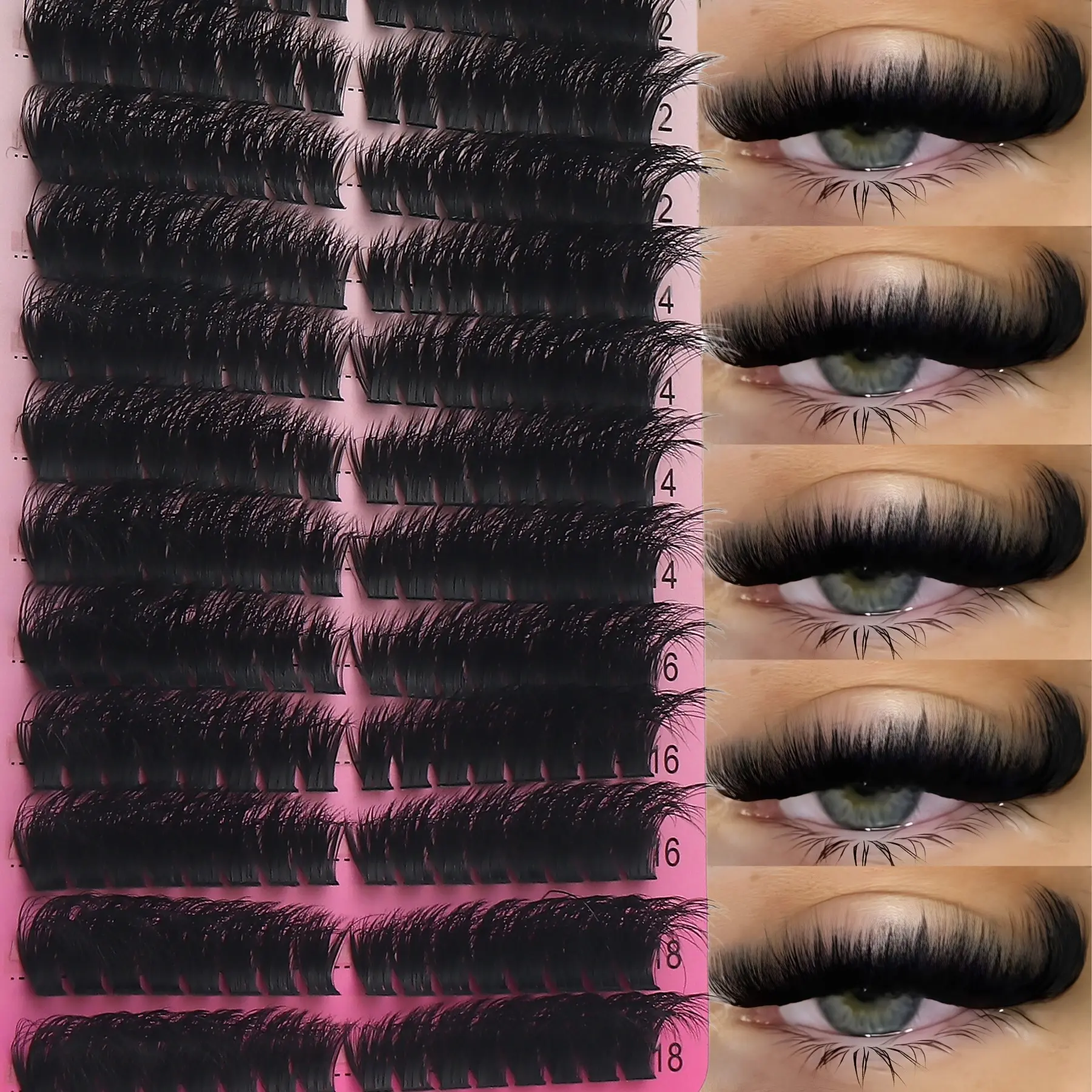 224pcs D-Curl 100D Mink Cluster Eyelash Extensions, Volume false eyelashes, Cosmetic Eyelash, Elongated Lashes, Reusable, Dramatic Effect, Dense & Natural, Long-Lasting & Durable, Suitable For Beginners, DIY Eyelash Extensions, Daily Life, Parties