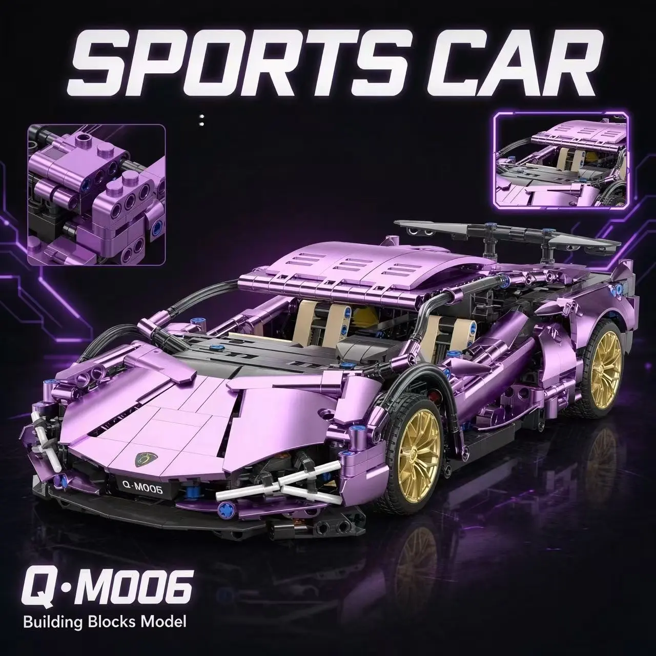 Creative Super Car Building Blocks Toy, Racing Model Desktop Decor, Promotes Friendship and Family Bonding, Perfect Gift for Christmas and Birthdays
