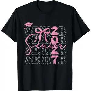 Senior 2027 Class of 2027 Coquette Pink Bow Graduation 2027 T-Shirt