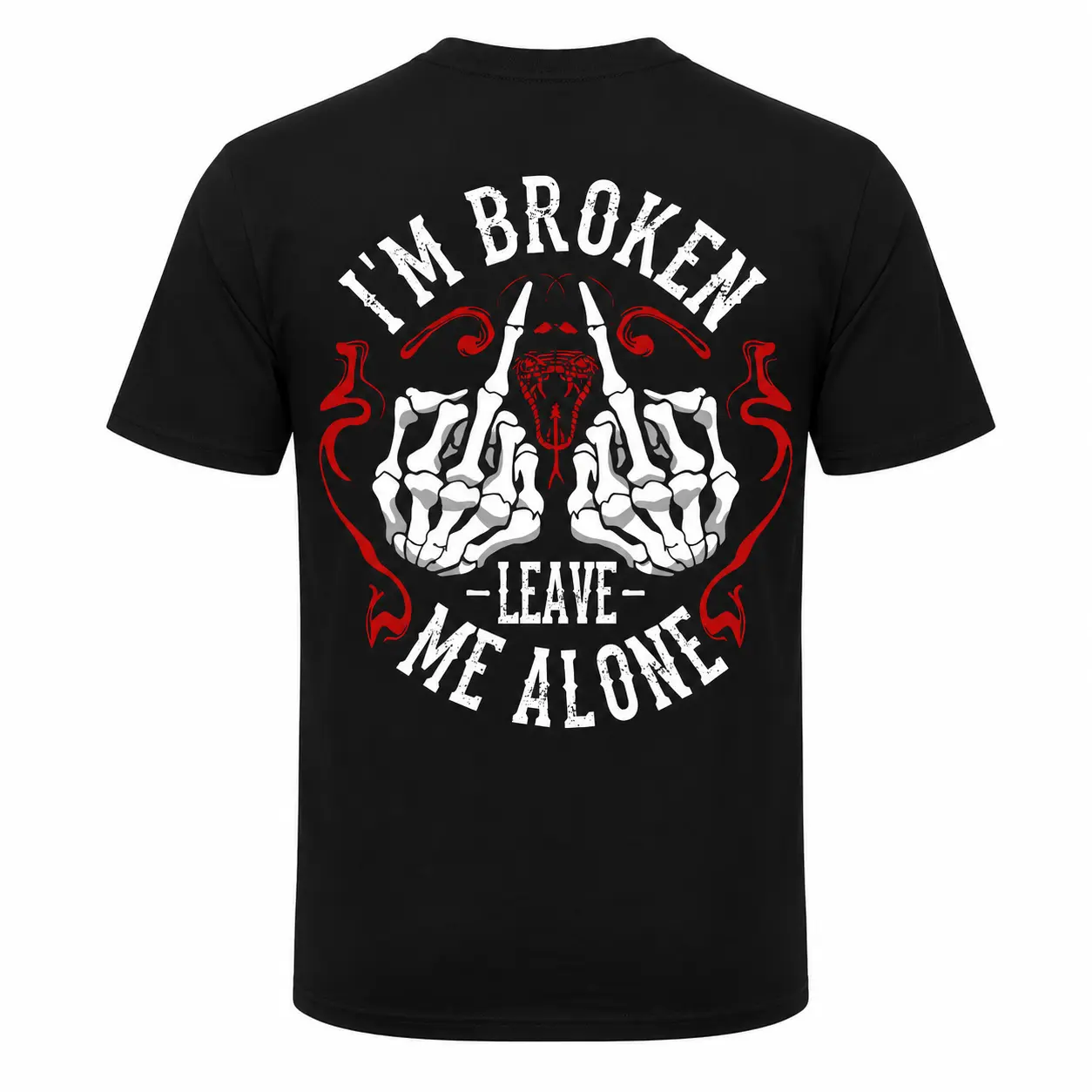 Casual Skull Print Hoodie for Men, 'I'm Broken Leave Me Alone' Dark Humor Graphic Pullover, Savage Attitude Menswear