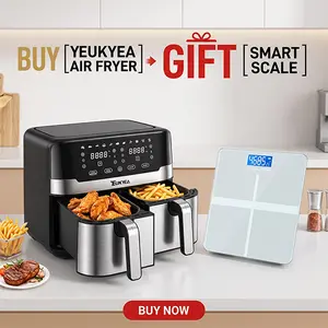 Air Fryer 9.5QT + Digital Body Scale – Oil-Free Cooker with BMI Smart Scale, FREE Healthy Combo