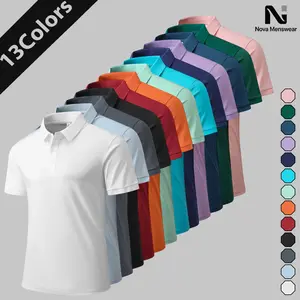 13-Colors Men's Solid Color Short Sleeve Polo Shirts, Classic Collar 3 Button Casual Tops, Lightweight Breathable Daily Business Tees, Loose Fit Minimalist Uniform Polo Tops for Men, Mens Polo Shirts Bulk Menswear Activewear Stylish Plain Plain