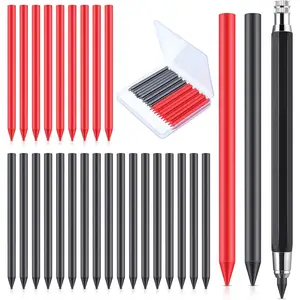 36 count 5.6 MM Lead Holder Mechanical Pencil and Refills with 1 Automatic Clutch Graphite Pencil 18 Black and 18 Red  for Construction, Draft Drawing, Crafting, Art Sketching,  Working