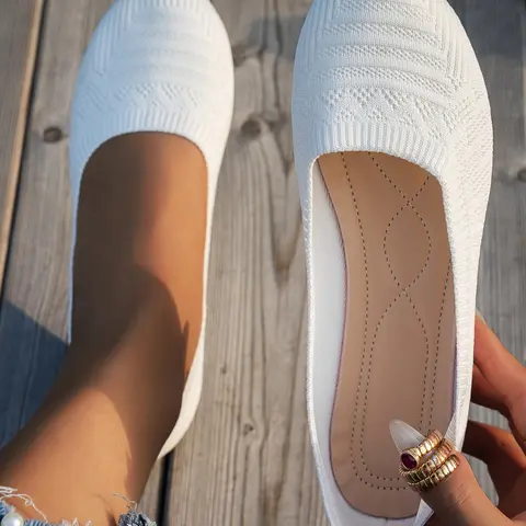 Women's Lightweight Breathable Comfort Summer Flat Shoes, Home Commute Slip-On Single Shoe, Casual Daily Wear Footwear, Breathable Slip Ons, Lightweight Plain Flats