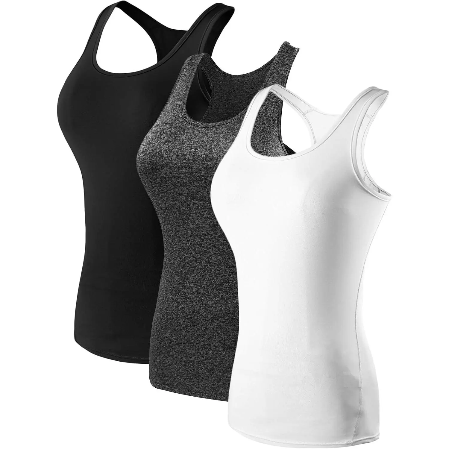 Women's 3-Pack Compression Base Layer Tank Top - Dry Fit, Comfortable, Breathable, Stretchy Fabric for Outdoor Activities