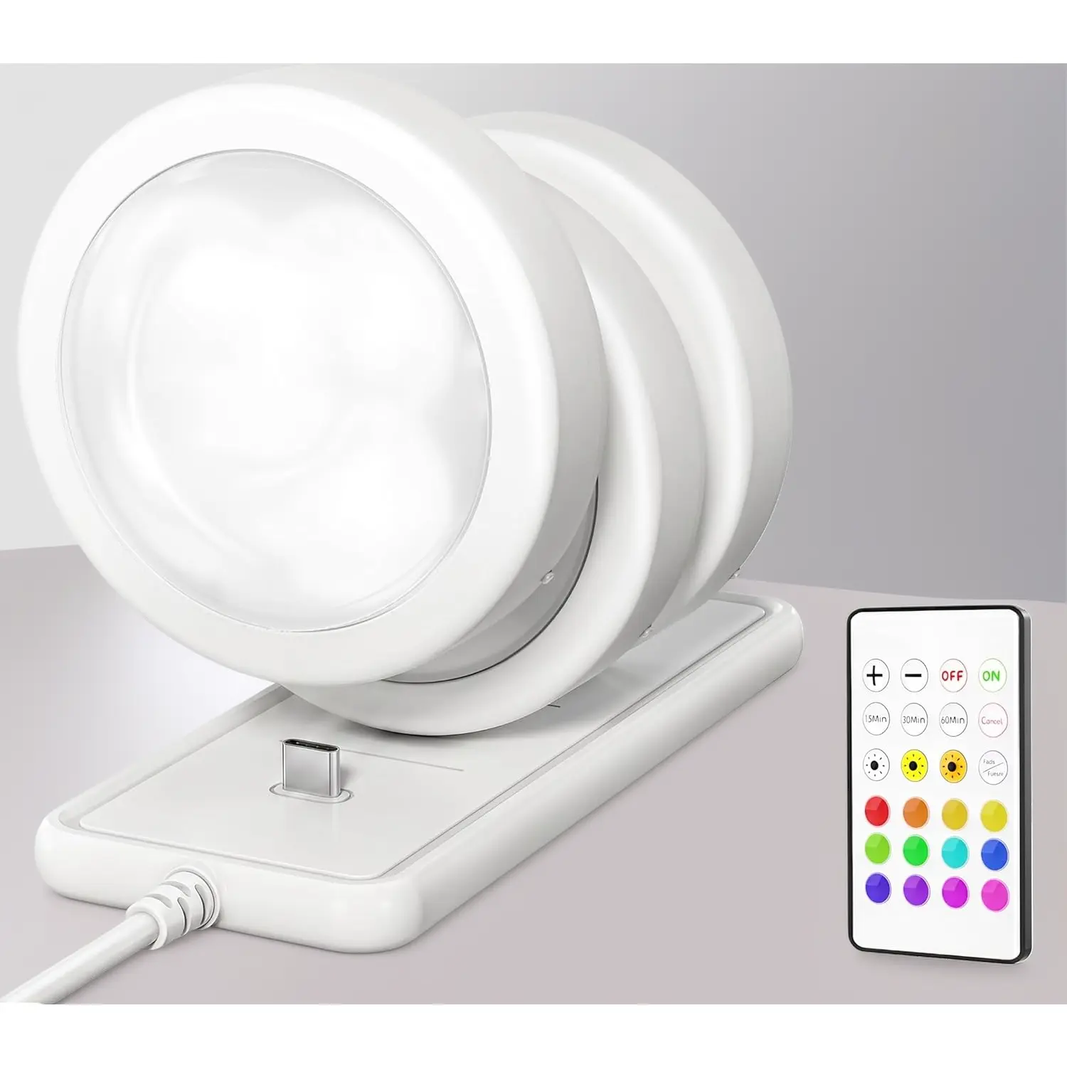 3 Pack Rechargeable Puck Lights with Remote – Under Cabinet Lighting, Dimmable 2.95" Mini Tap Light – 16 RGB Colors & 3 CCT – Stick-On Closet Light for Kitchen, Shelf