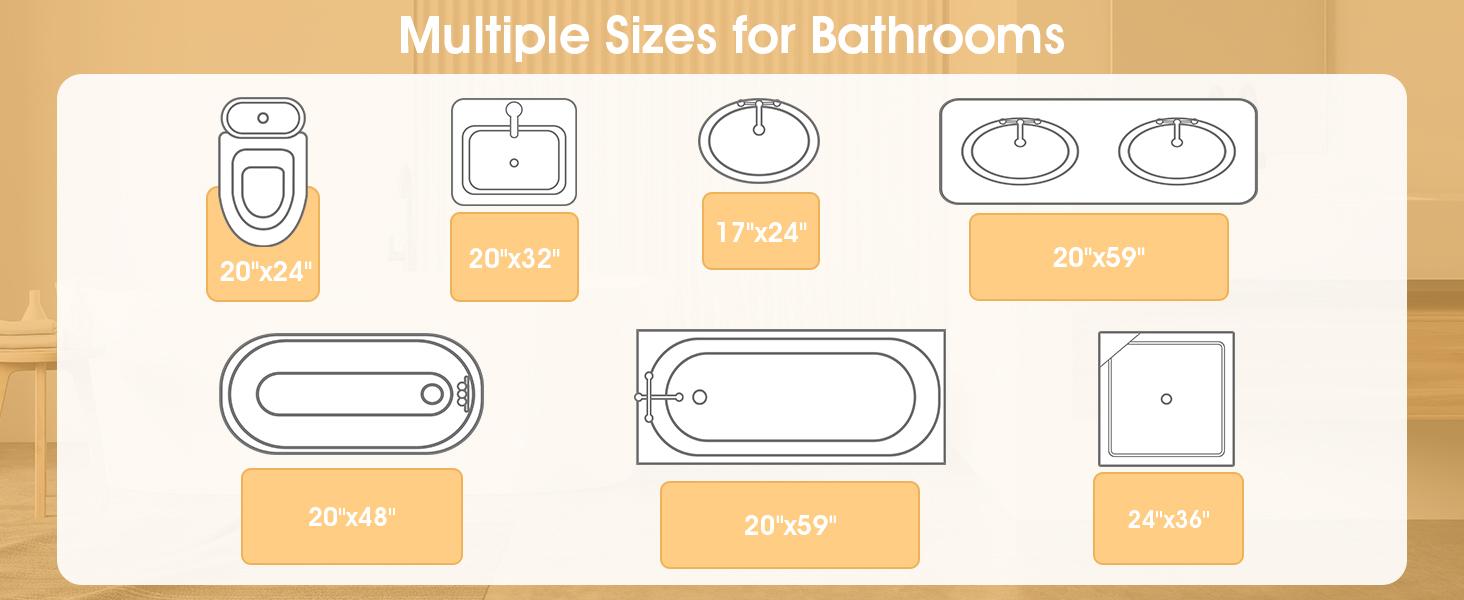 Non Slip Bath Mat, Thin Rugs Fit Door, Quick Dry Bath Mats, Machine Washable Bath Rugs for, &,, Light Brown/Bordered/59 x20