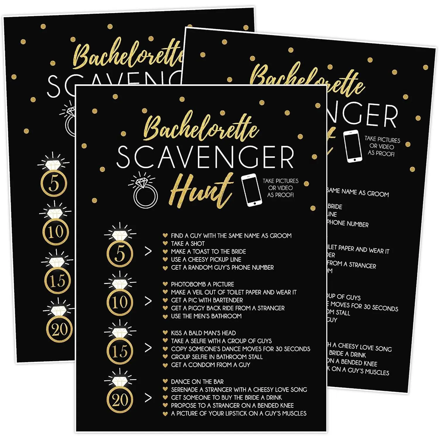25-Card Bachelorette Party Scavenger Hunt Game - Drinking Challenges, Dares, Fun Novelty Cards for Girls Night Out with Bragging Rights, Earn Points for Fun and Celebration, 25 Cards