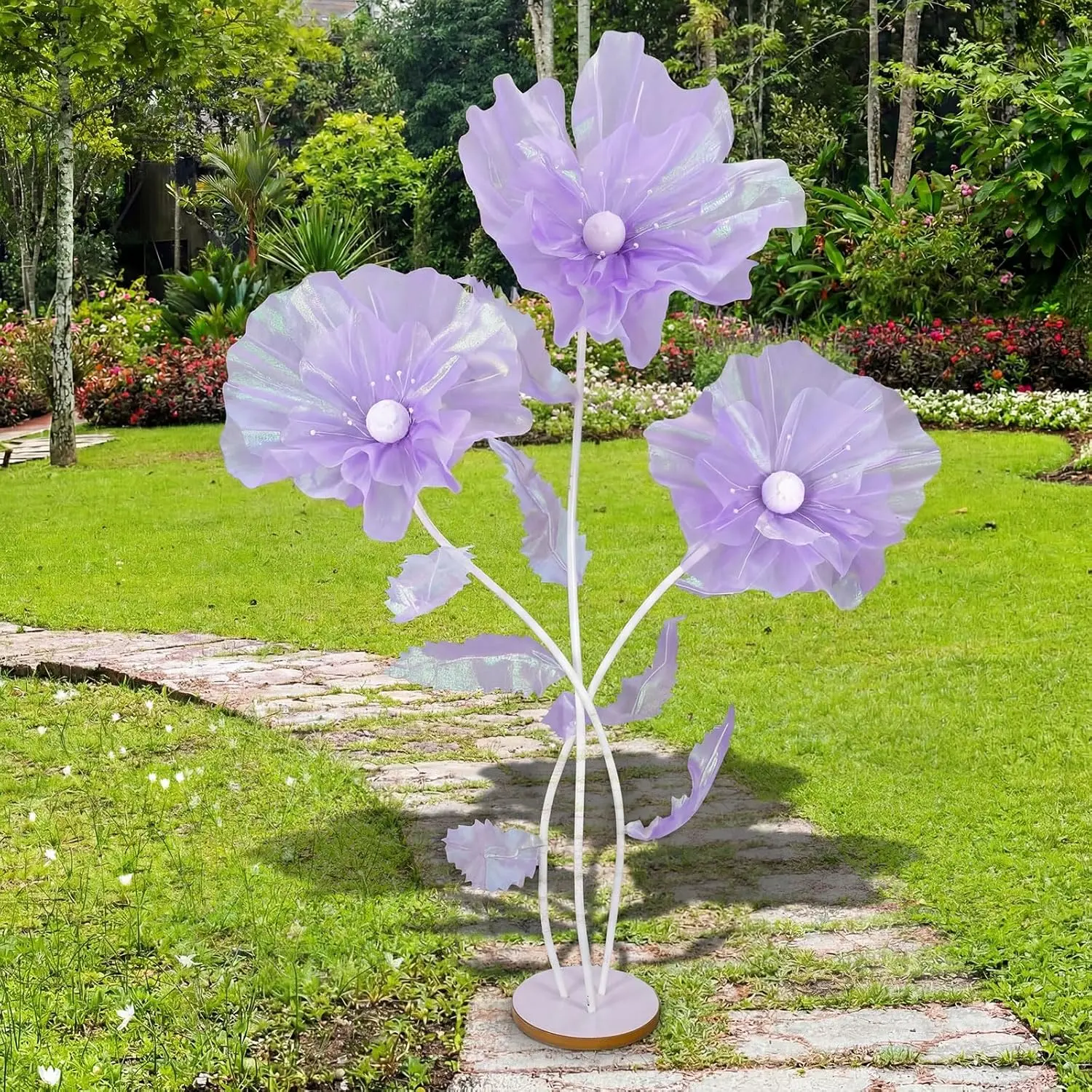 Norme 6 ft Giant Silk Flower for Decoration with Stand Artificial Decor Big Silk Flowers for Wall Backdrop Photo Props Wedding Birthday Party Baby Shower Background Decor(Purple)