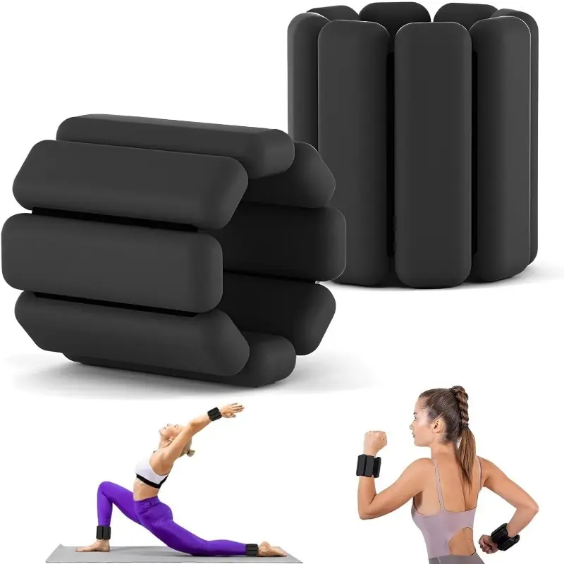 Adjustable Ankle Wrist Weights Set Strength Training Equipment Soft Skin-Friendly Silicone Adjustable Fitness Bracelet for Men Women Yoga Pilates Aerobic Gym Swimming Hiking Body Shaping Training