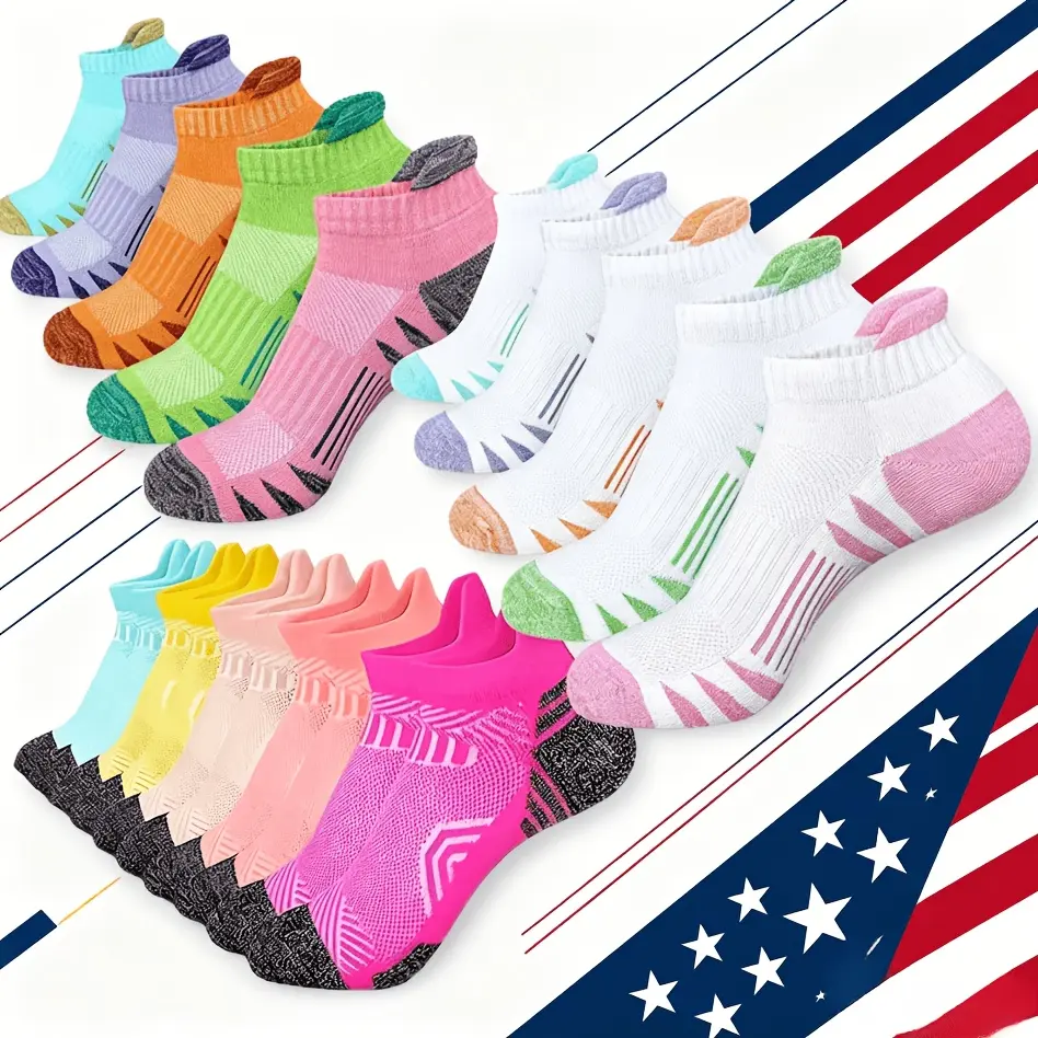 Women's Plain Cotton Sports Ankle Socks - 12-Pair Multi-Color Pack, Highly Breathable for All Seasons, Machine Wash & Cold Wash Compatible Female Socks for Daily & Exercise Wear, Socks For Women, Mixed